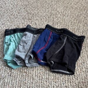 Hanes Boys Boxer Brief 4-Pack in Black, Blue, Gray, Mint